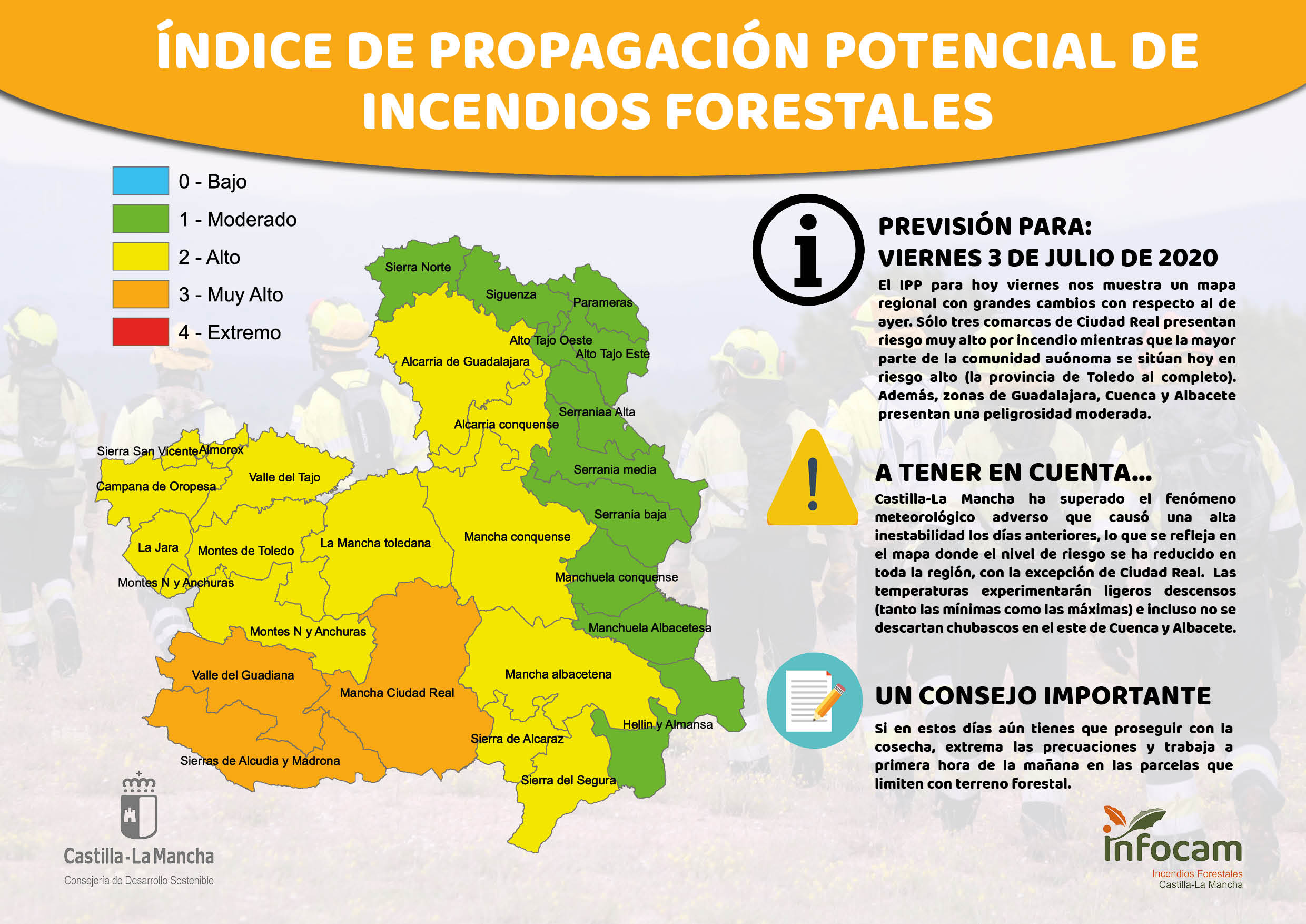 Riesgo de incendio hoy, viernes 3 de julio.