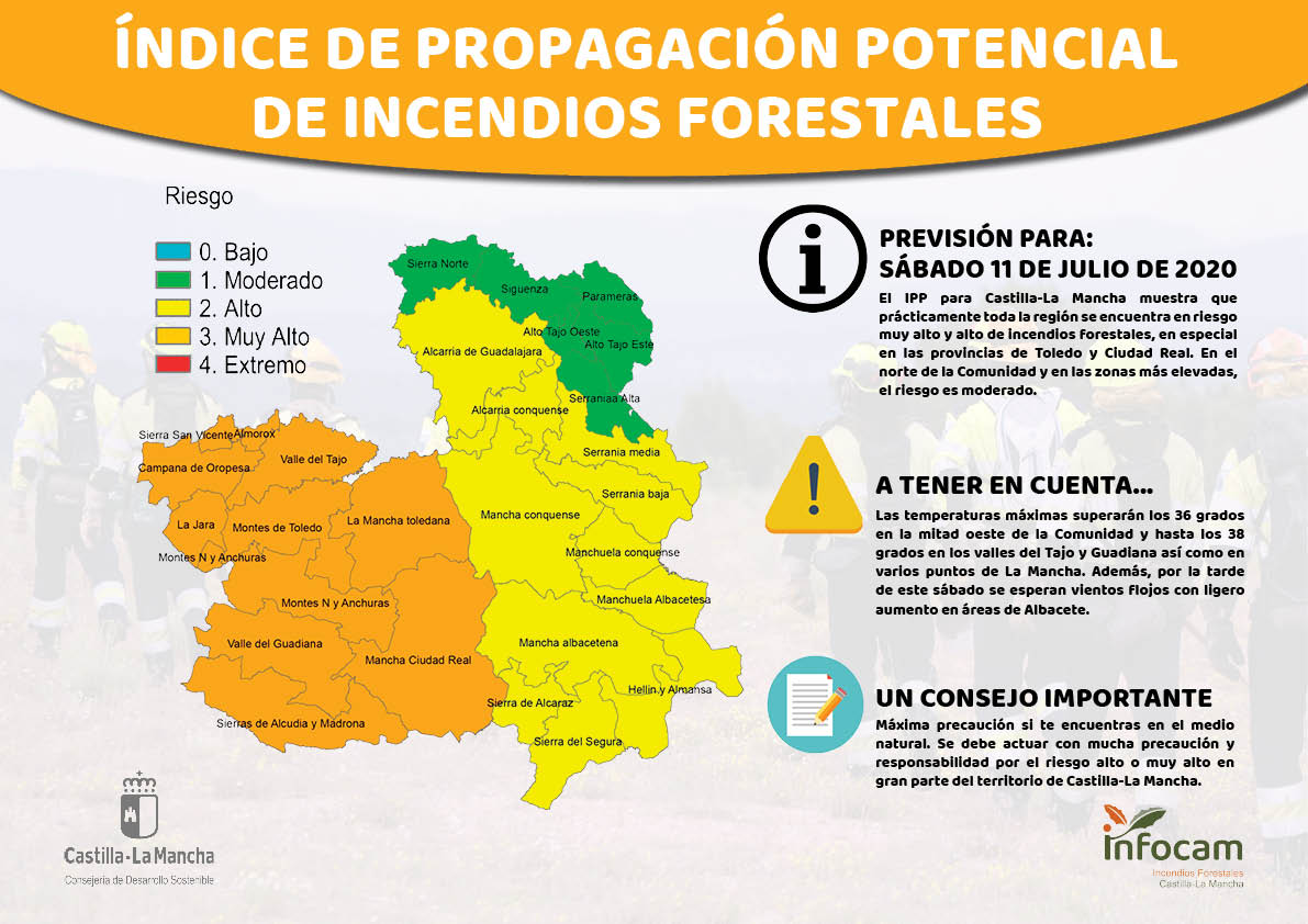 Toledo y Ciudad Real están en riesgo muy alto de incendio forestal.