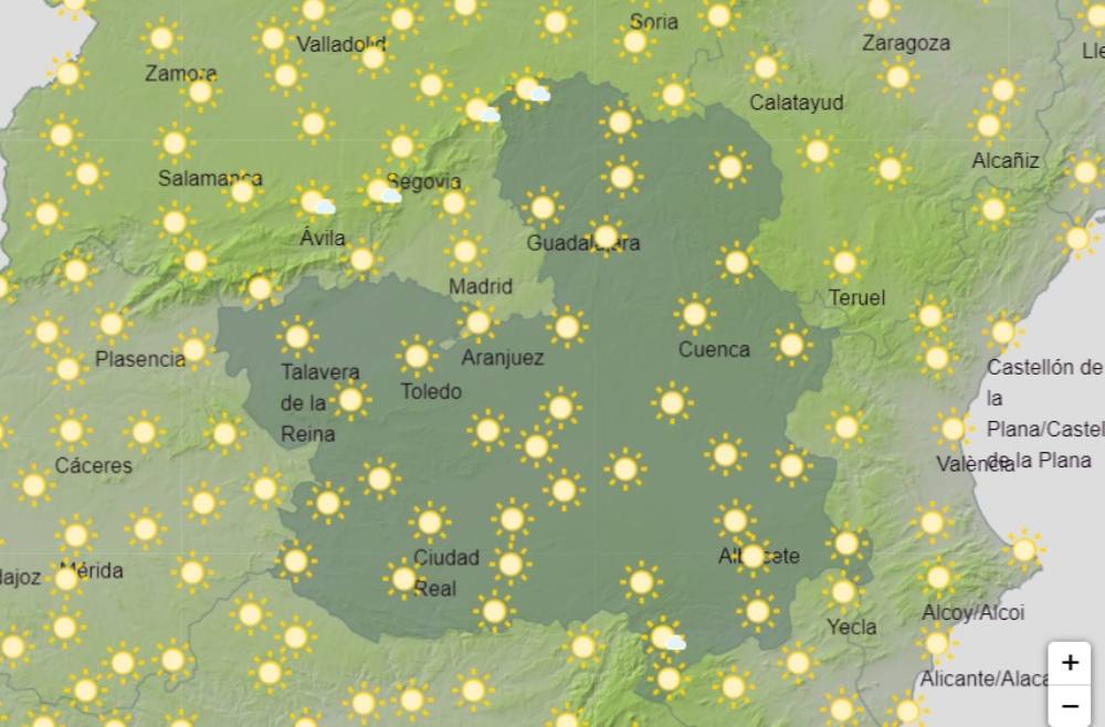 Mapa predictivo de la Aemet para CLM.