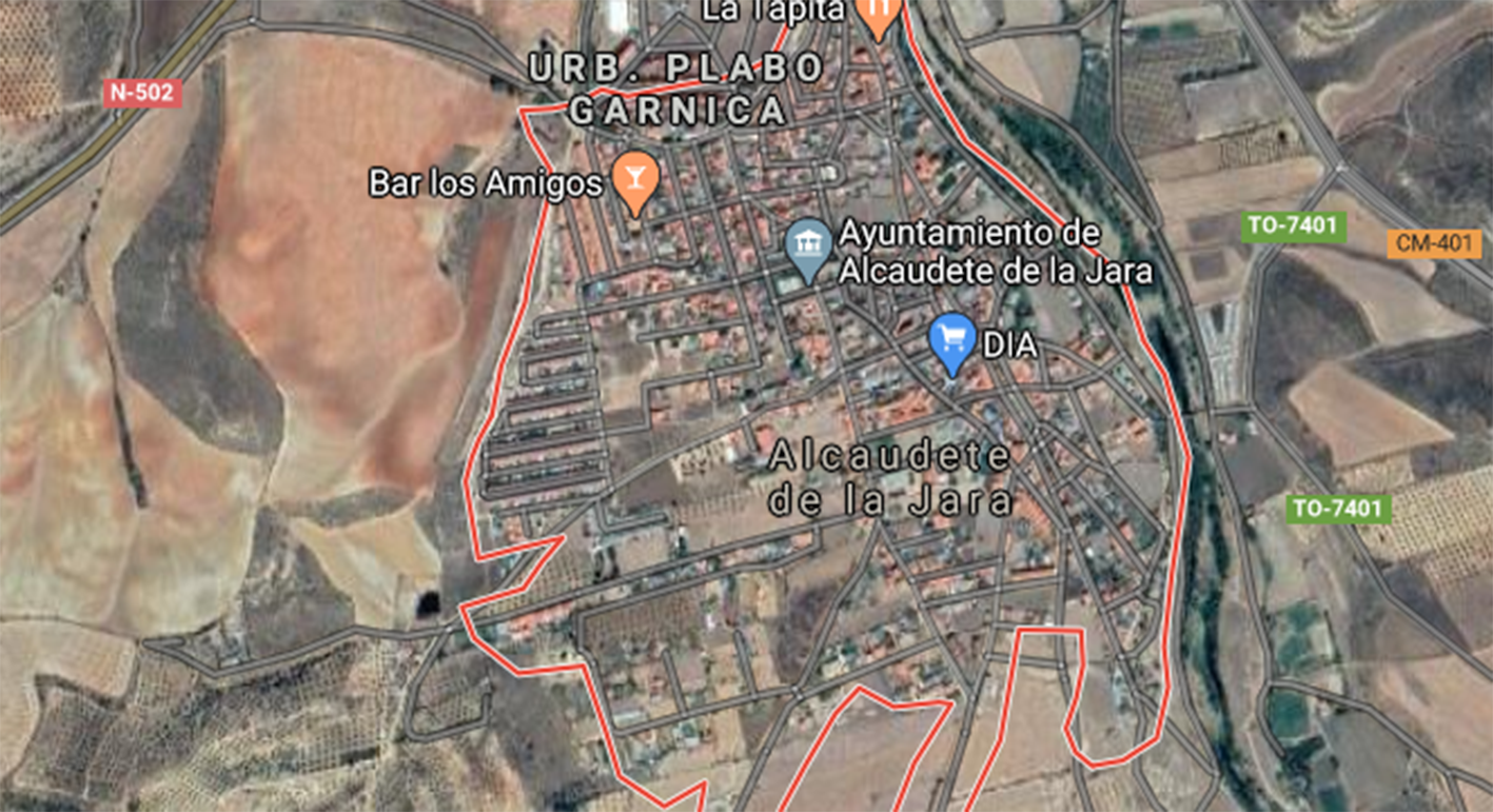Vista aérea de Alcaudete de la Jara, en la provincia de Toledo.