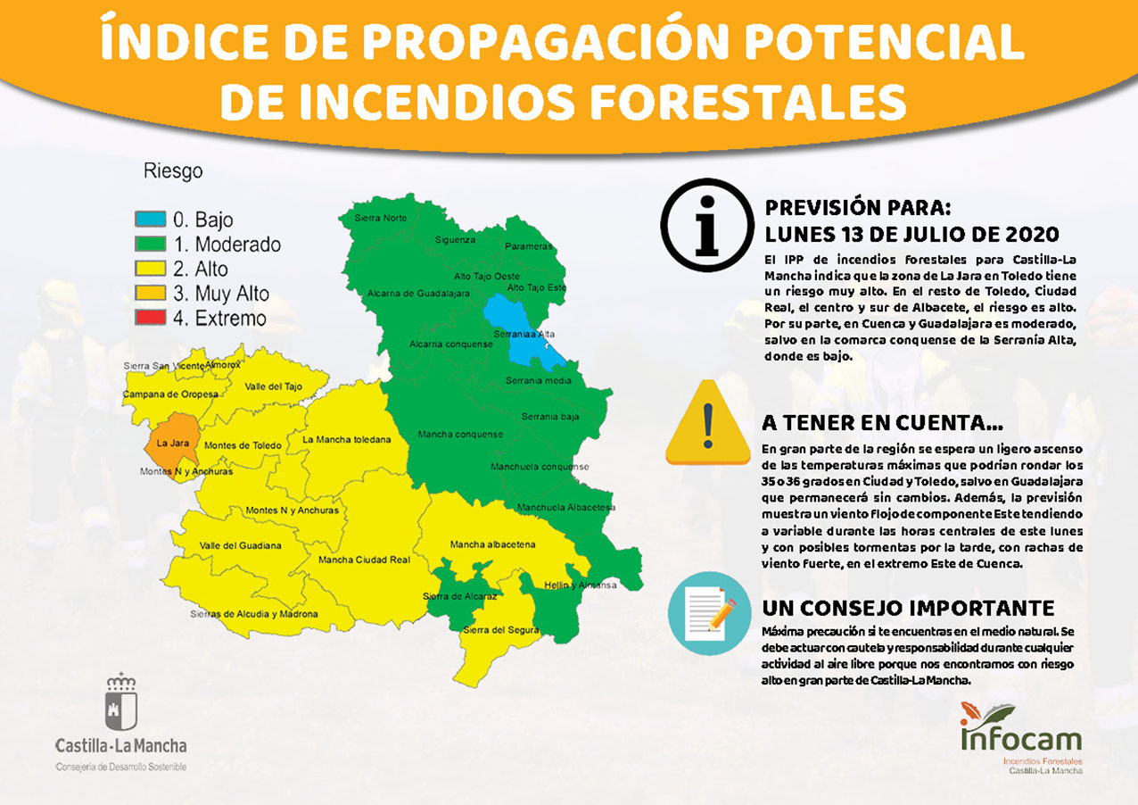 La comarca de La Jara, en la provincia de Toledo, está en riesgo muy alto de incendios forestales.