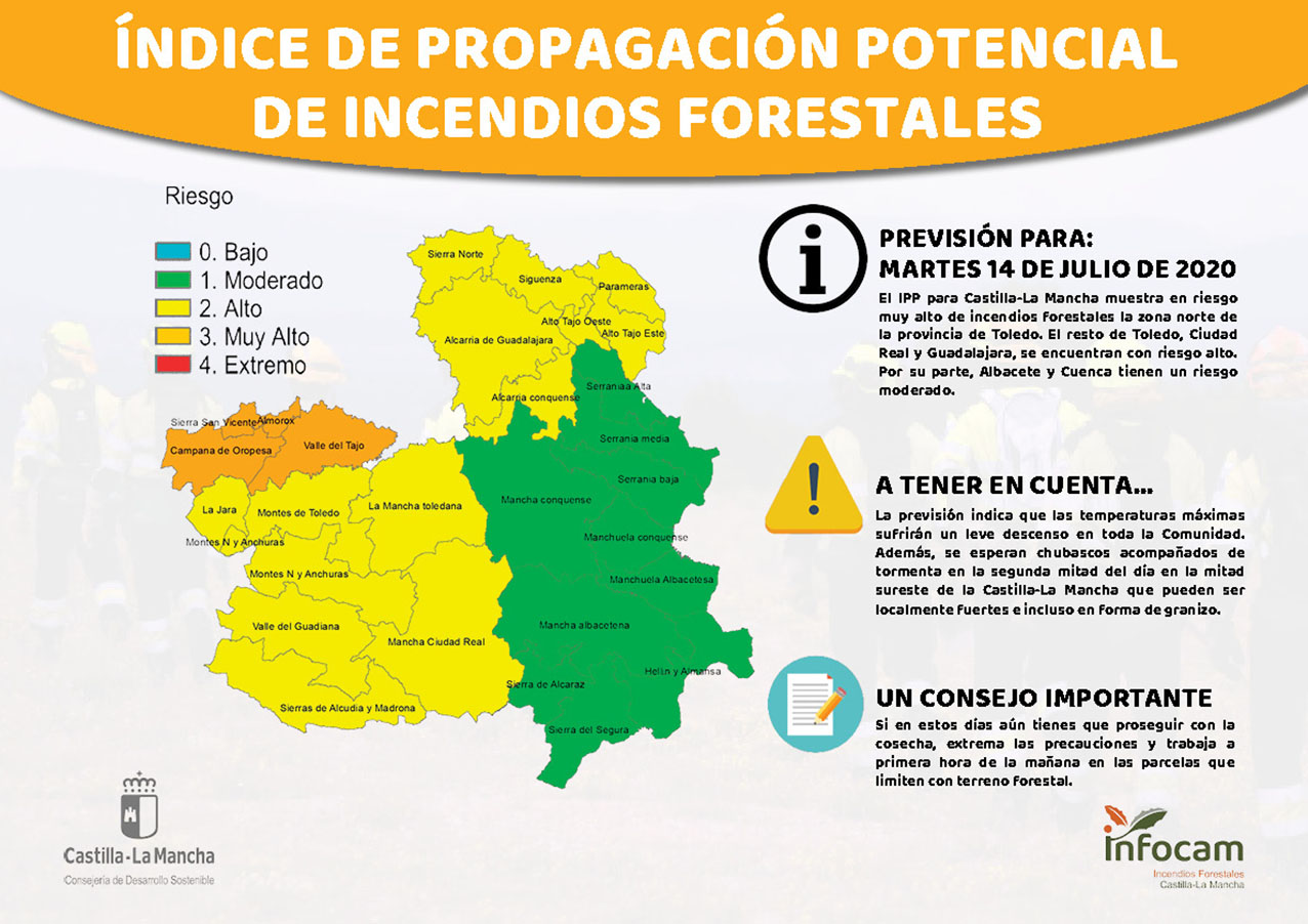 Ojo en la zona norte de la provincia de Toledo, donde el riesgo de incendios forestales es muy alto.