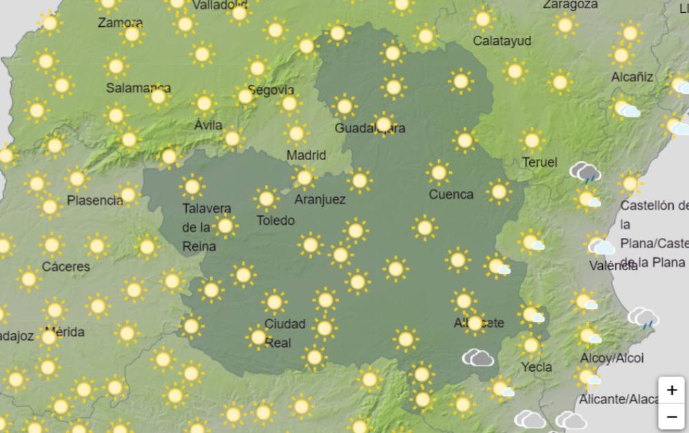 Mapa predictivo de la Aemet para CLM.