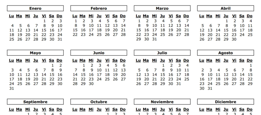 Calendario laboral 2021. festivos, fiestas