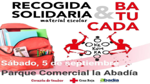 Cartel de la acción solidaria en el Parque Comercial Abadía.