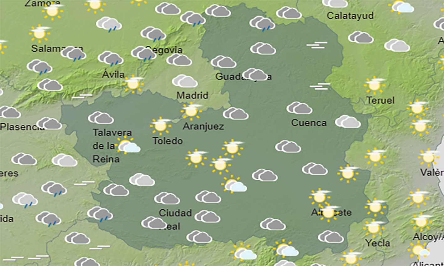 Mapa del tiempo en CLM el 24 de septiembre