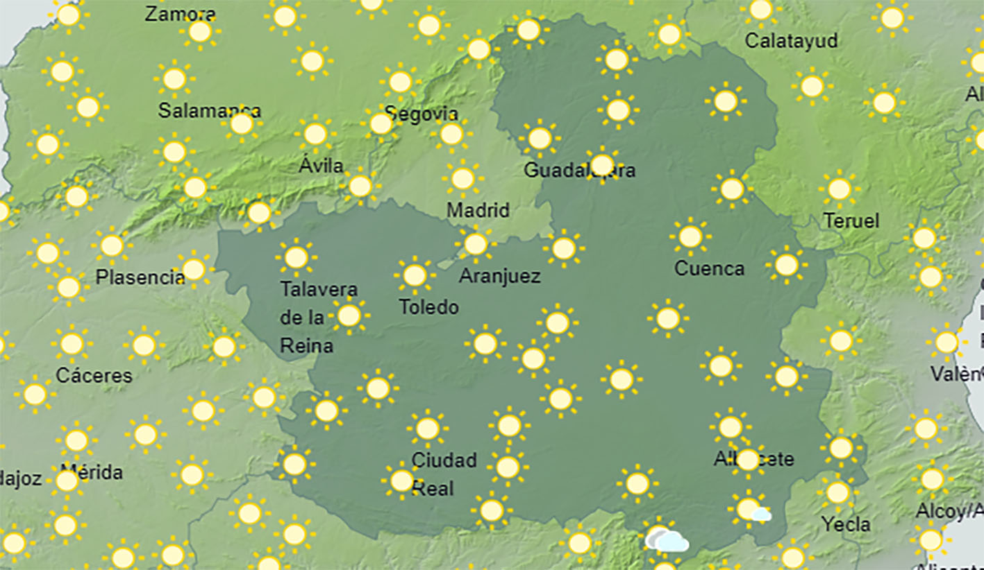 Mapa del tiempo en CLM para el miércoles 4 de septiembre.