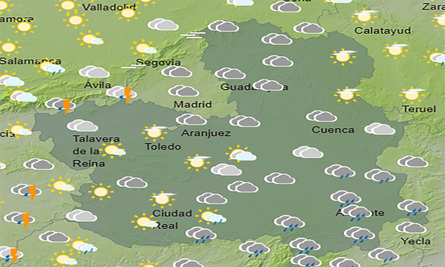 Tiempo inestable con posible granizadas hoy en CLM