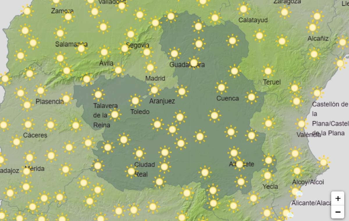 Mapa predictivo de la Aemet para CLM.