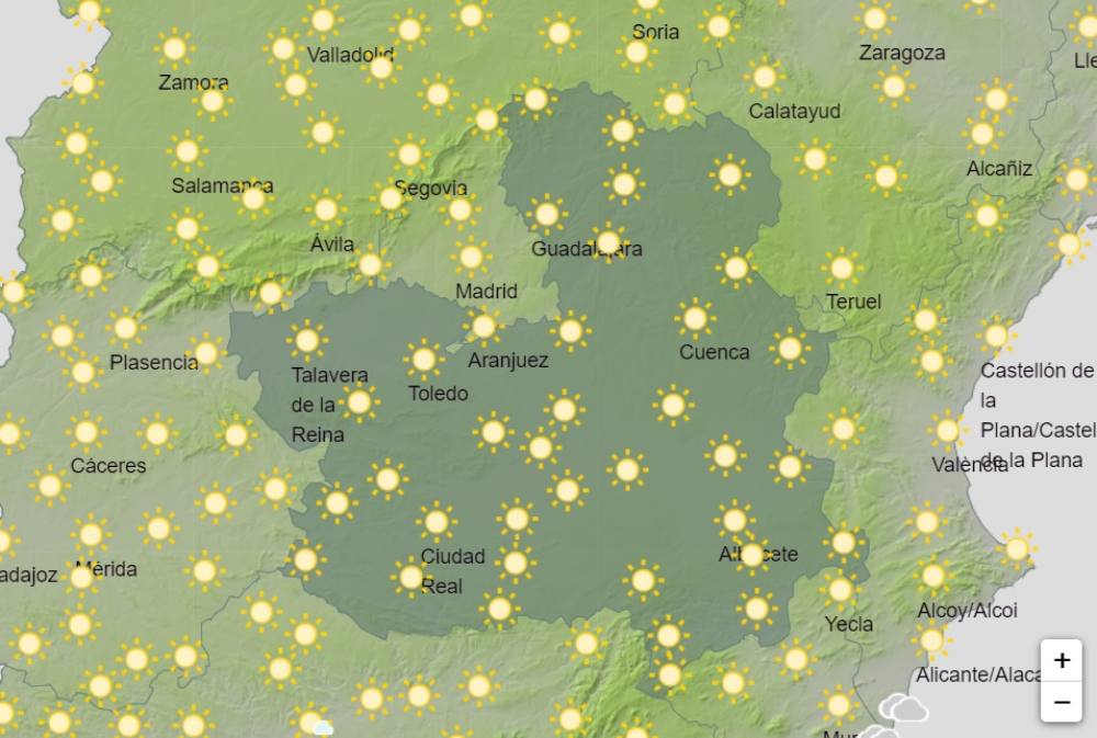 Mapa predictivo de la Aemet para CLM.