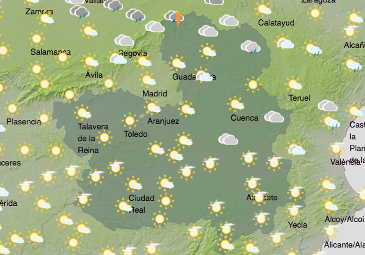 Previsiones de Aemet para hoy, lunes 21 de septiembre.