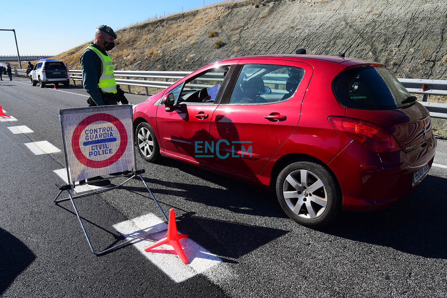 Imagen de uno de los controles del cierre perimetral en Castilla-La Mancha.