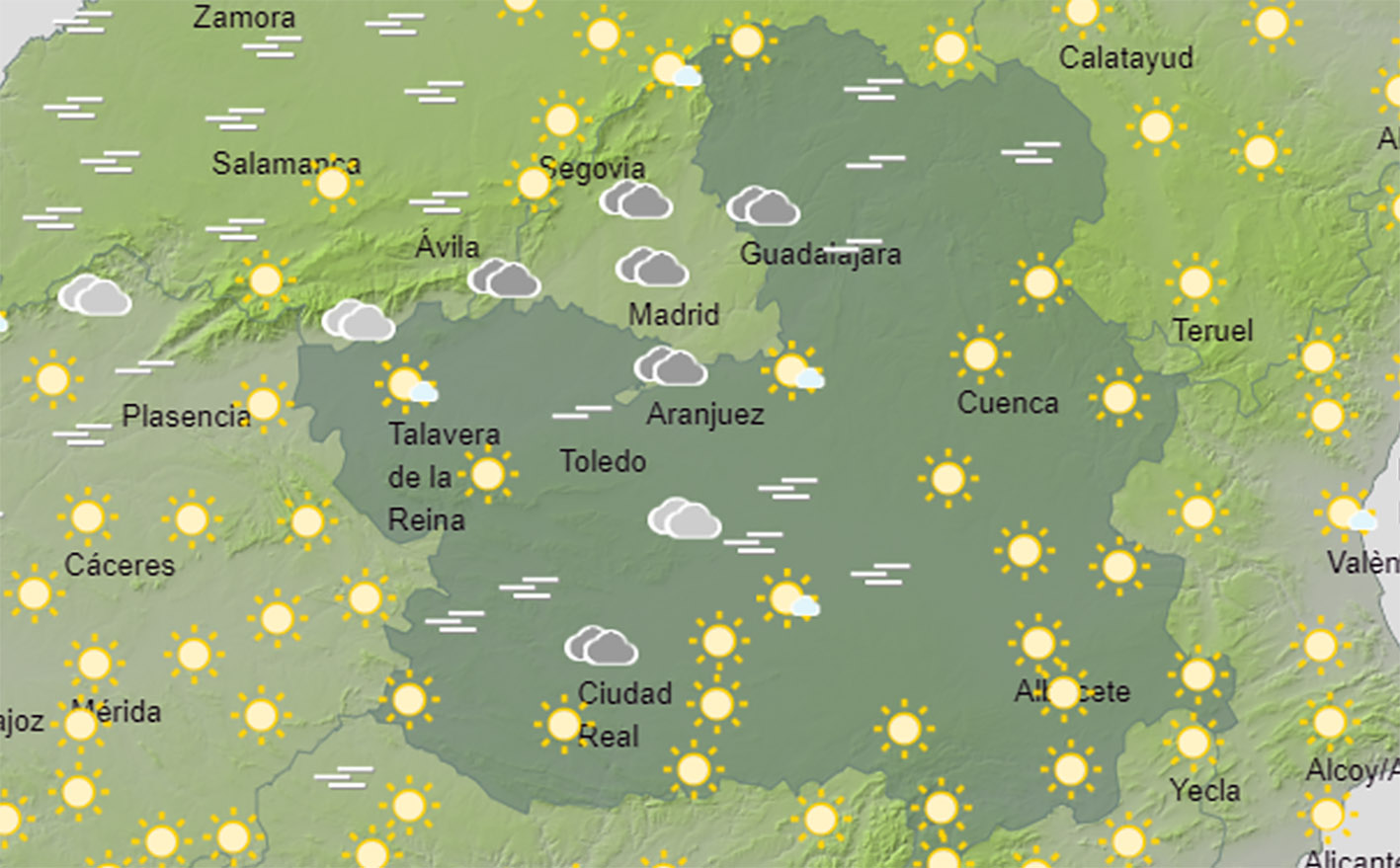 Temperaturas en ascenso y cielo tendiendo a despejarse hoy en CLM