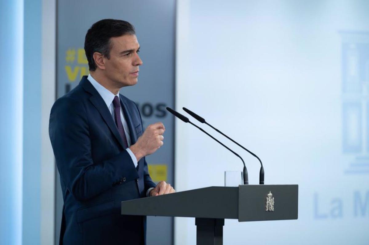 Pedro Sánchez, durante una intervención en la Moncloa