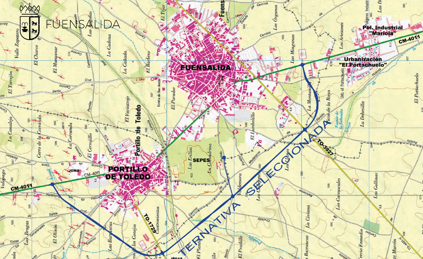 Nuevo trazado de la variante de Fuensalida.