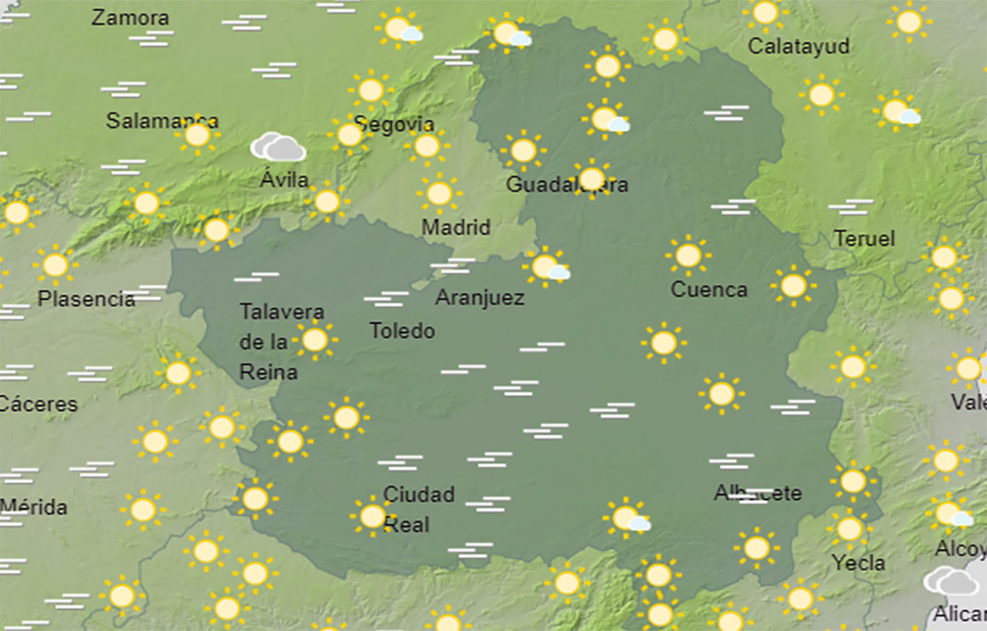 Tiempo en CLM con descenso de temperaturas mínimas.