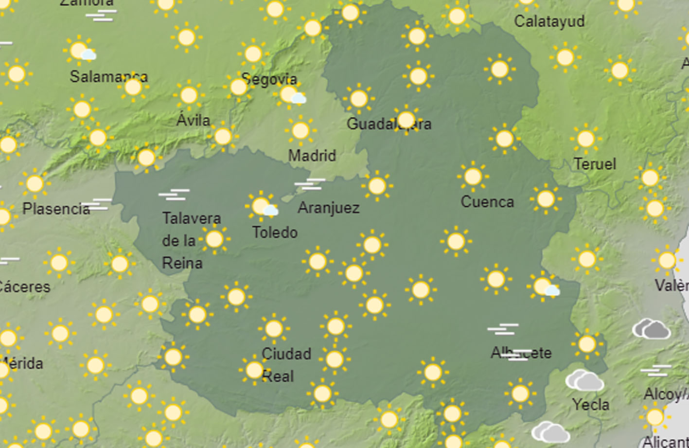 Tiempo en CLM, con temperaturas estables.