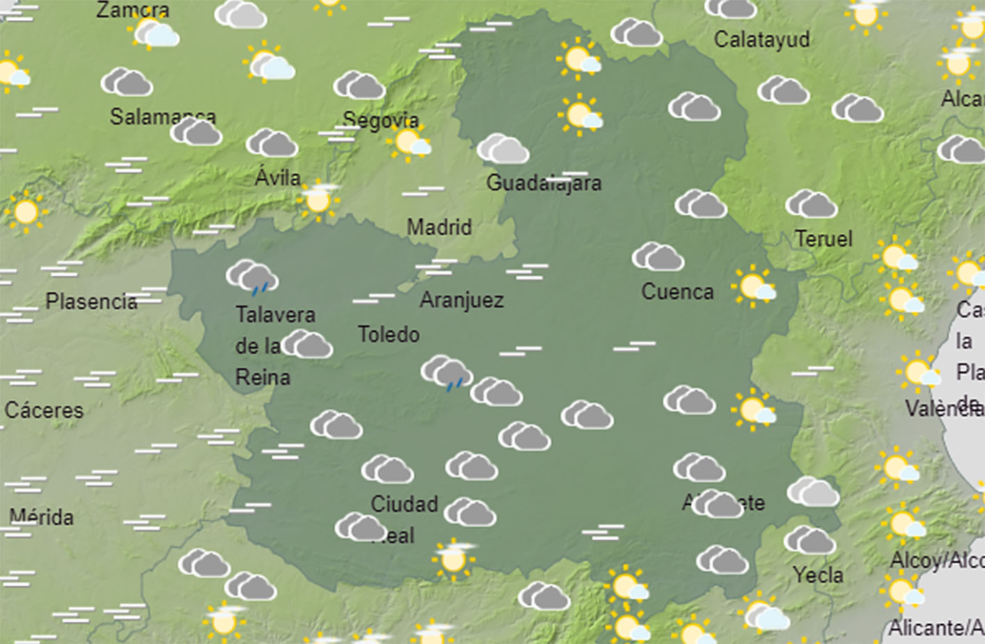 Cielo nuboso y temperaturas estables en CLM