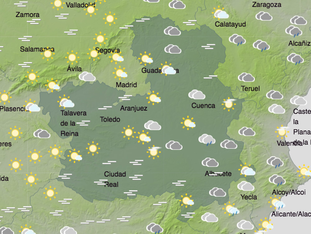 Mapa de la Aemet para CLM.