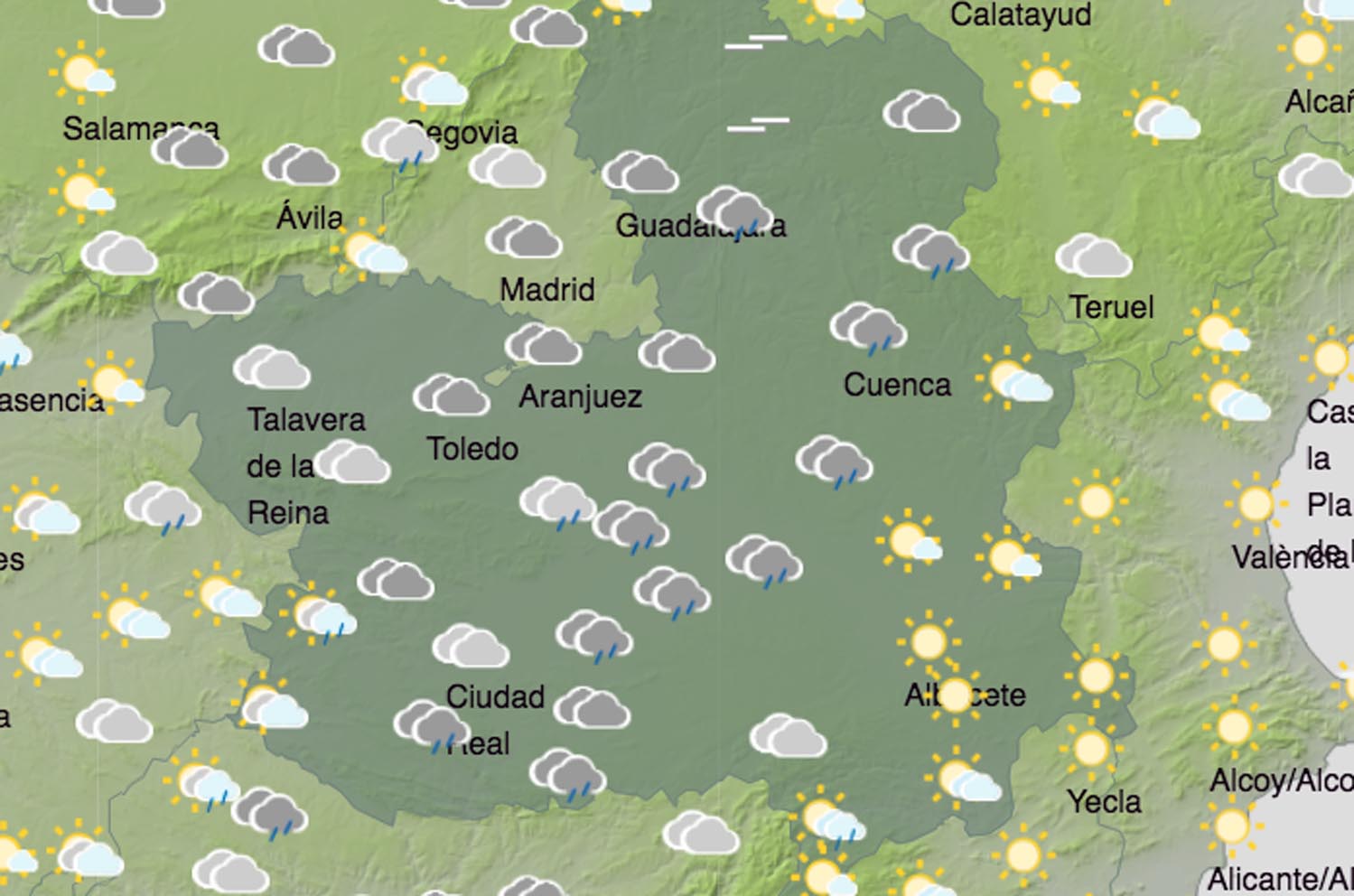 lluvias Previsiones de Aemet para hoy, lunes 9 de noviembre.