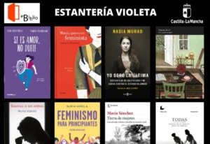 Imagen de la algunos títulos que se pueden encontrar en la "Estantería Violeta".