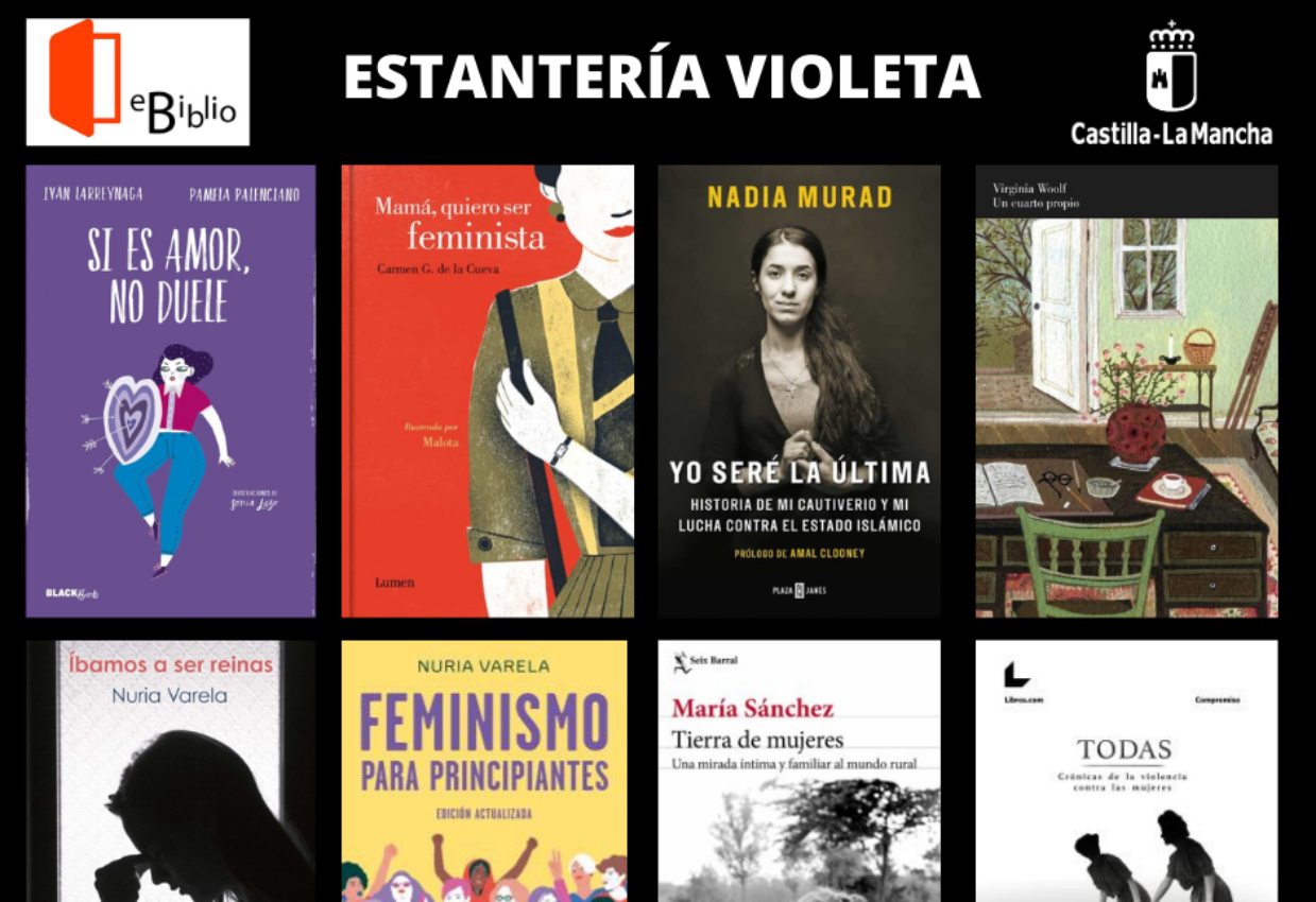 Imagen de la algunos títulos que se pueden encontrar en la "Estantería Violeta".