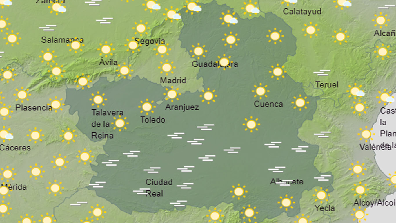 Mapa del tiempo en CLM con niebla