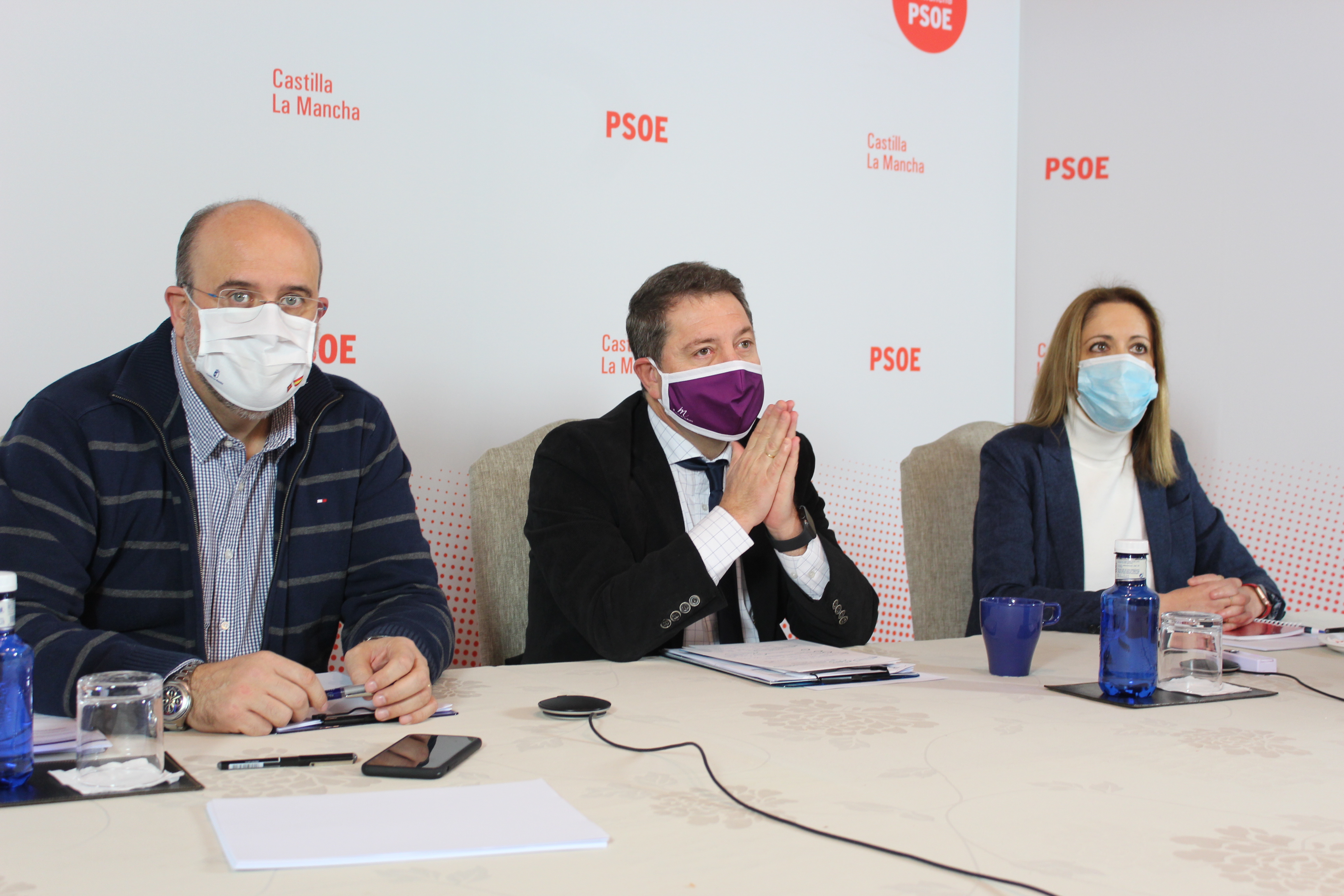 Martínez Guijarro, García-Page y Cristina Maestre en la Ejecutiva Regional del PSOE.