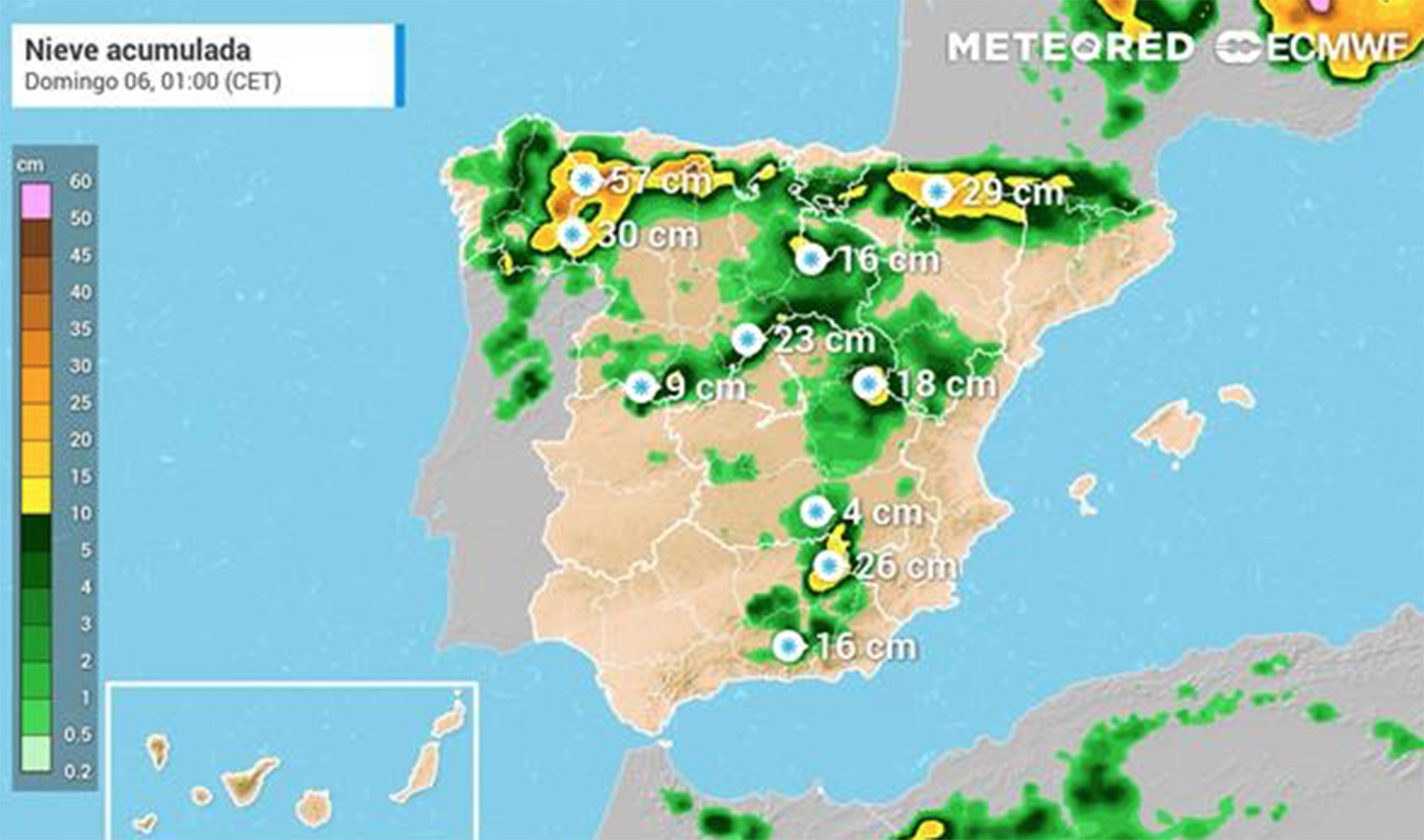 Dora dejará lluvia y nieve durante todo el puente de la Constitución.