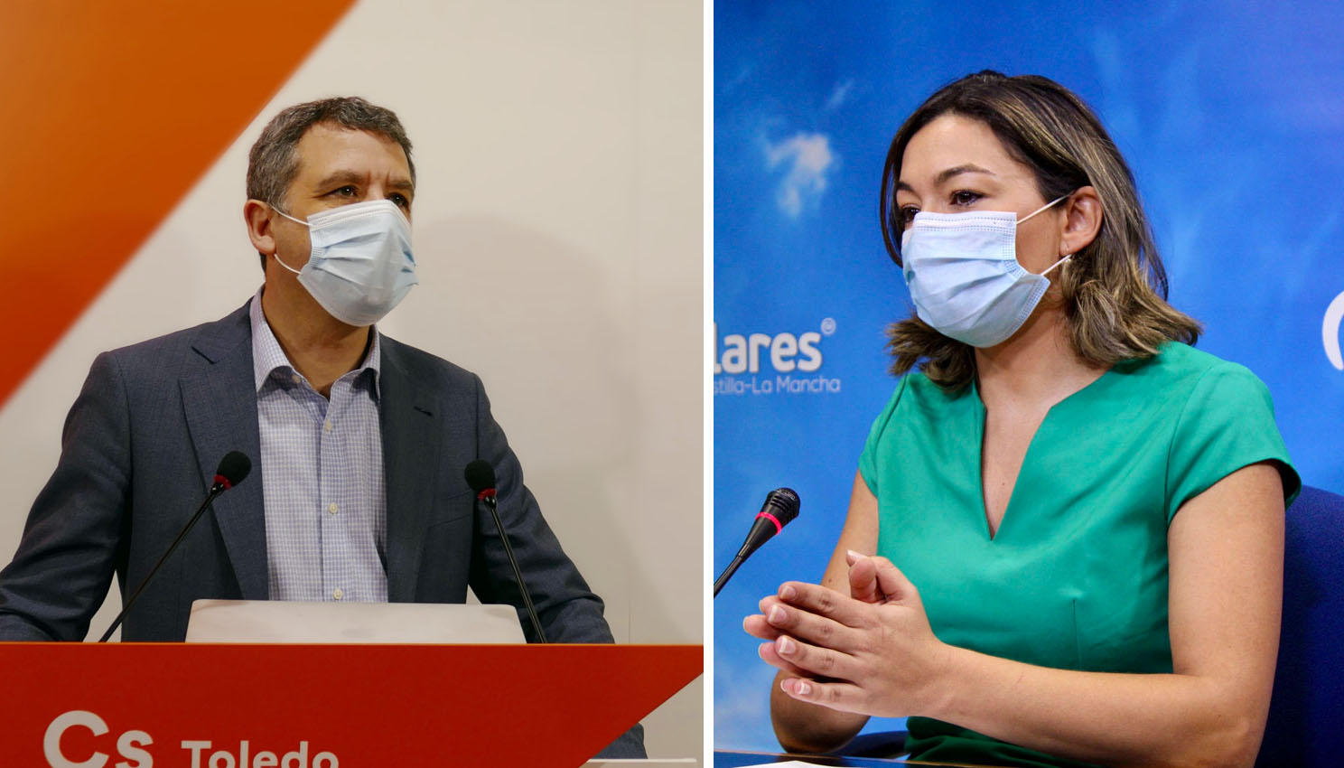 Los portavoces de Ciudadanos y el PP en el Ayuntamiento de Toledo, Esteban Paños y Claudia Alonso.