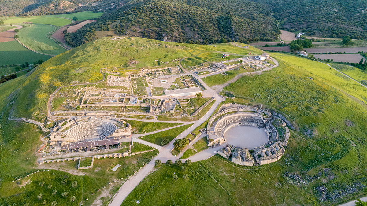 Vista aérea del Parque Arqueológico de Segóbriga.