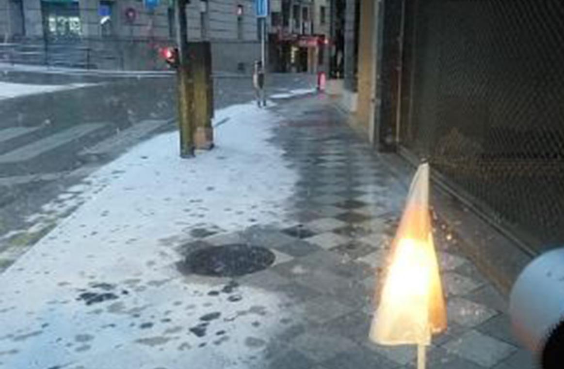 Detalle de la nieve en Cuenca ciudad