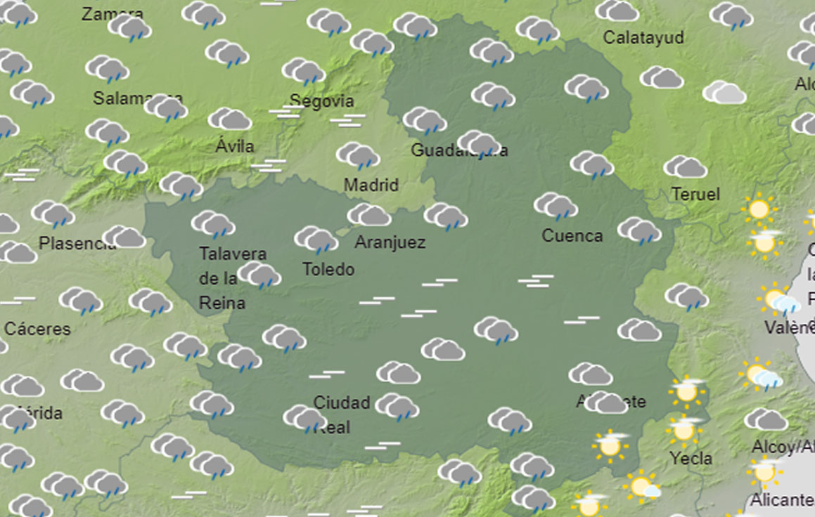 Las lluvias serán poco intensas por lo general hoy en CLM.