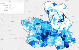 Mapa de casos por municipios en Castilla-La Mancha.