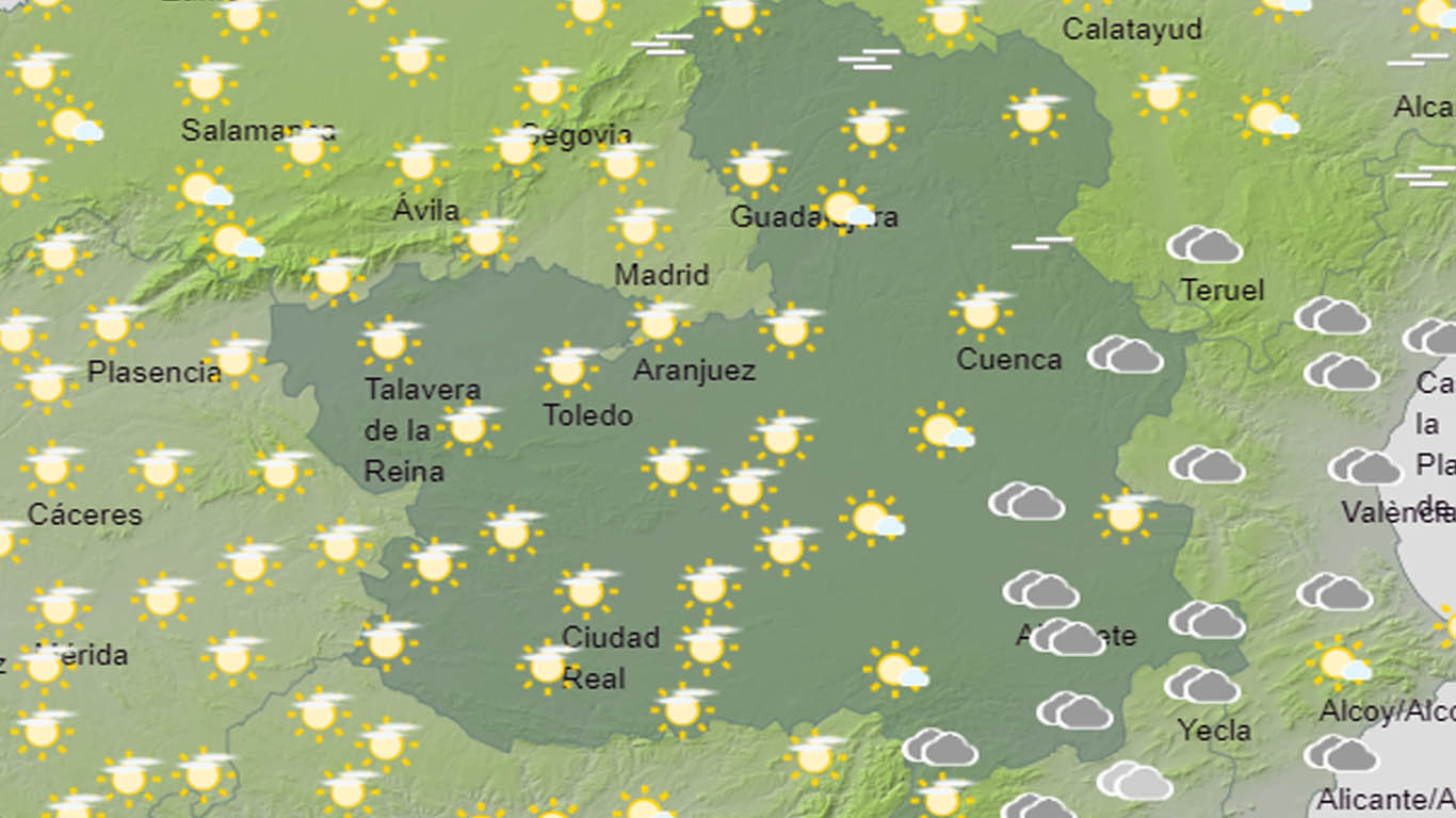 Mapa del tiempo en CLM, donde bajan las temperaturas.