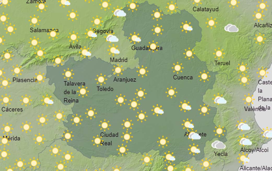 Mapa del tiempo con subida de temperaturas