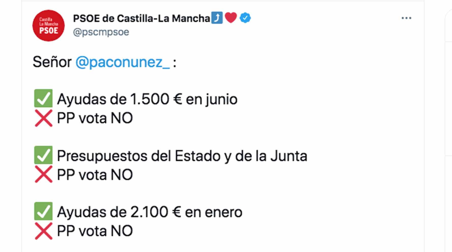 Así ha sido la respuesta del PSOE a la carta abierta de Paco Núñez.