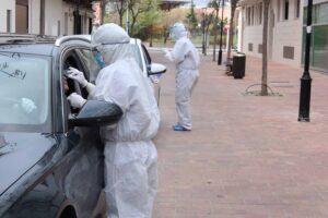 Imagen de archivo de pruebas PRC realizadas en Albacete, en los peores momentos de la pandemia. test, prueba, covid,