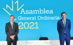 Javier López, presidente de Eurocaja Rural; y Víctor Manuel Martín, director general de Eurocaja Rural, satisfechos por los resultados de la entidad en 2020.