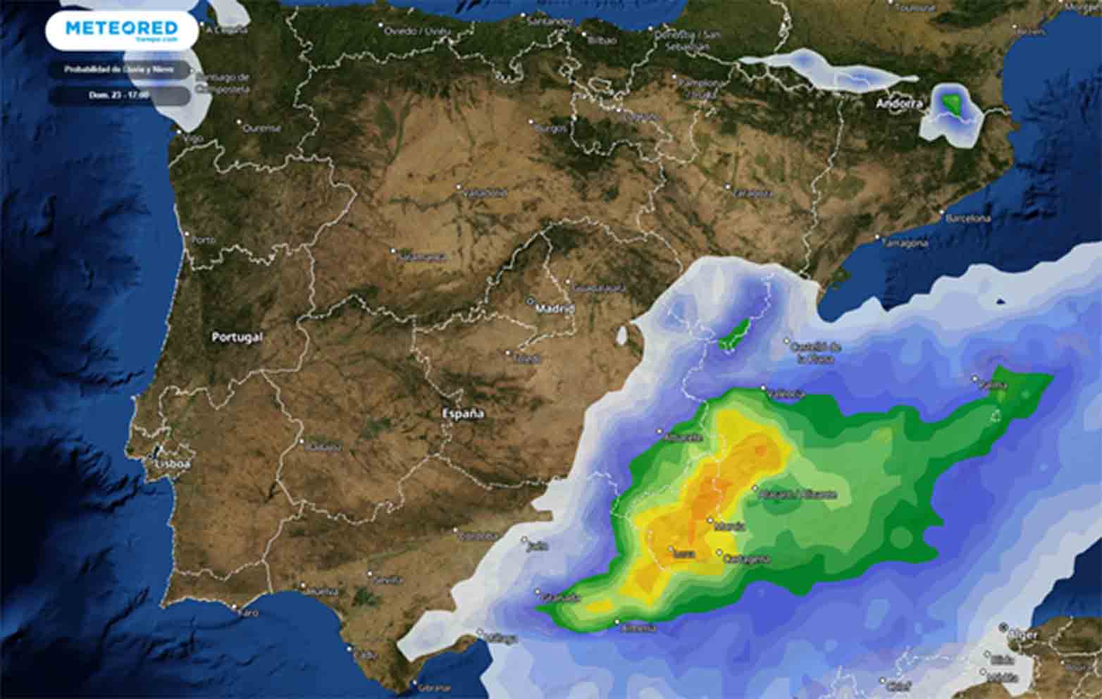 En la zona sureste peninsular se posará la DANA.