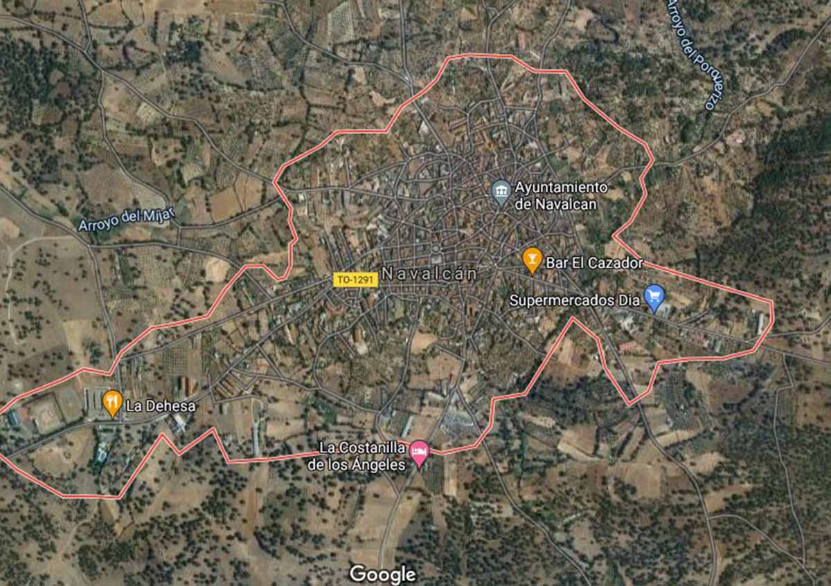 Un hombre fue herido por arma de fuego en la madrugada del sábado en Navalcán (Toledo). Imagen: Google Maps