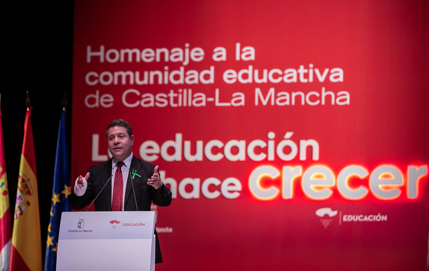 Page, durante el acto institucional que se ha celebrado en Albacete con motivo de la gala de la Educación.