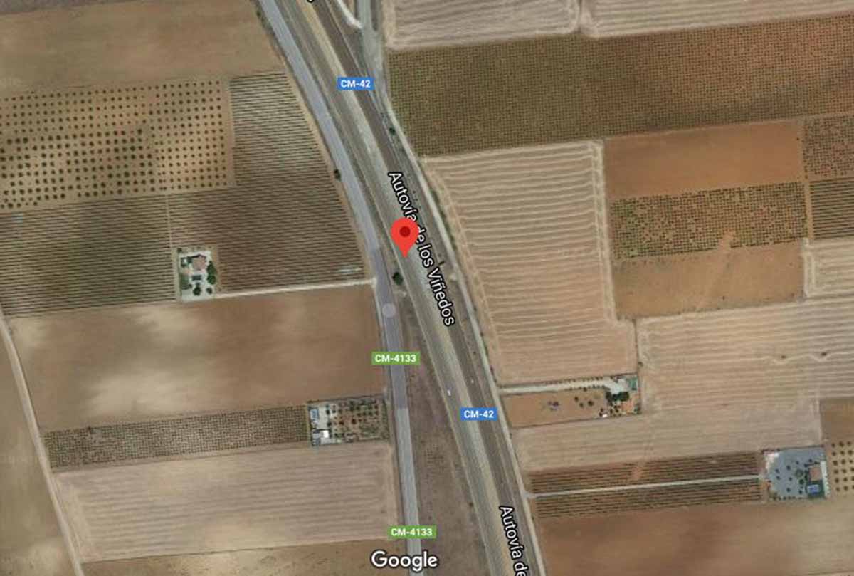 Accidente en la CM-42, en el término de Mora (Toledo). Imagen: Google Maps