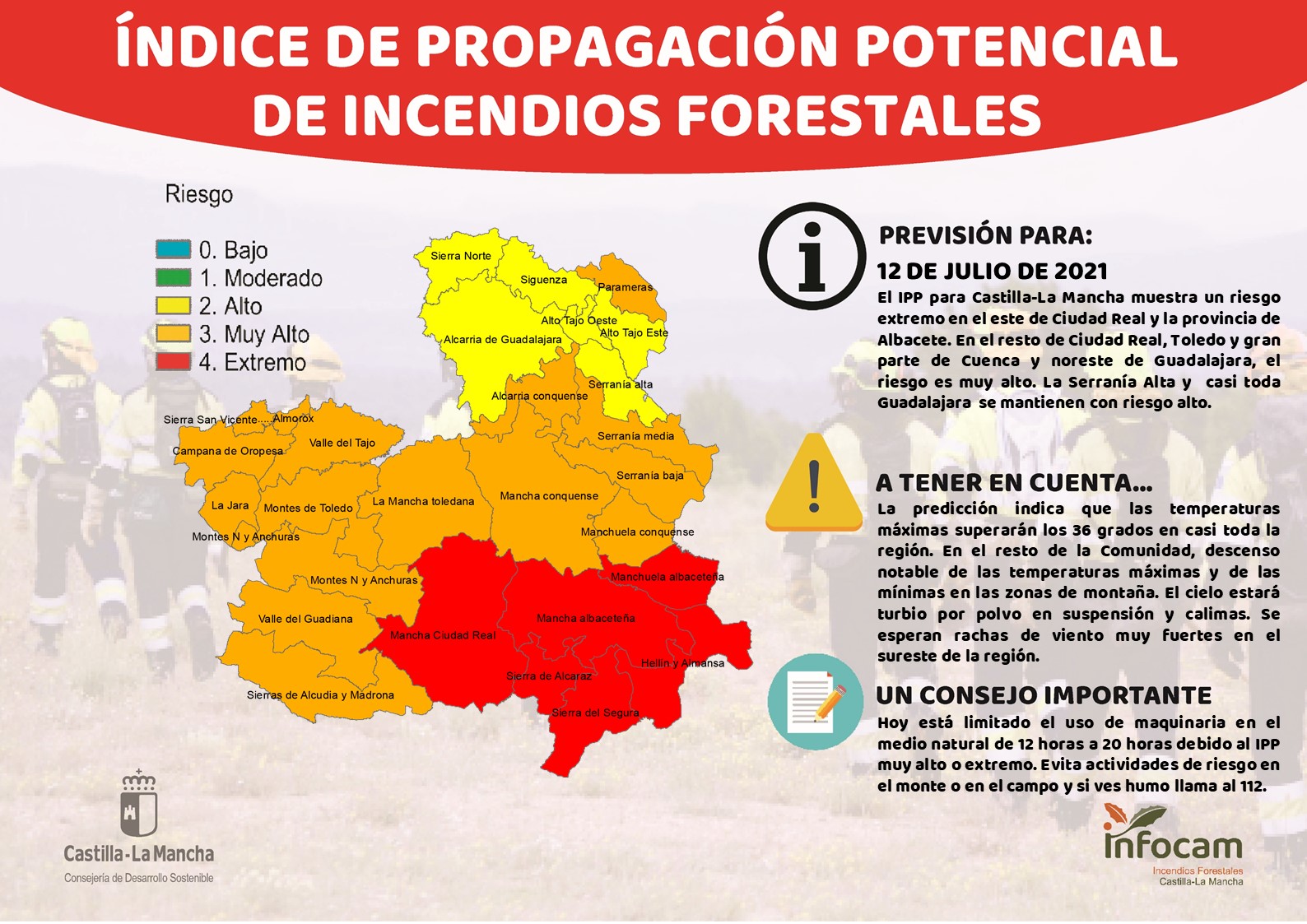 Índice de propagación potencial de incendios forestales.