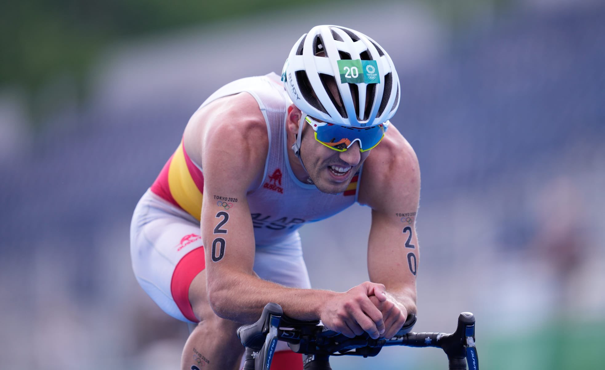 Fernando Alarza, durante la prueba de triatlón de Tokio.