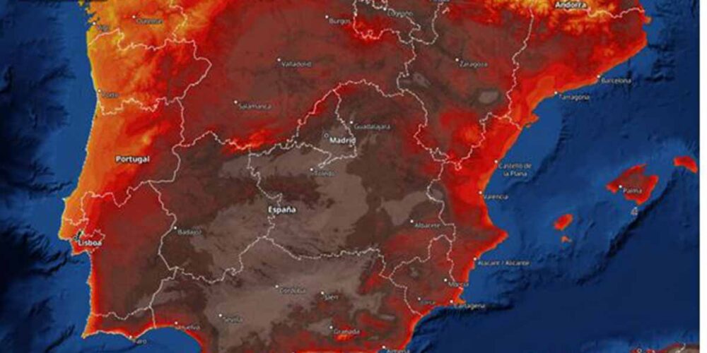 Mapa del intenso calor en la Península Ibérica. Foto: Meteored