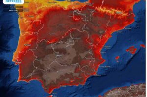 Mapa del intenso calor en la Península Ibérica. Foto: Meteored