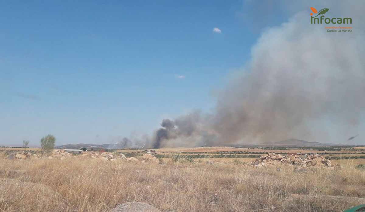 Segundo incendio declarado hoy domingo en San Martín de Montalbán. Foto: Plan Infocam