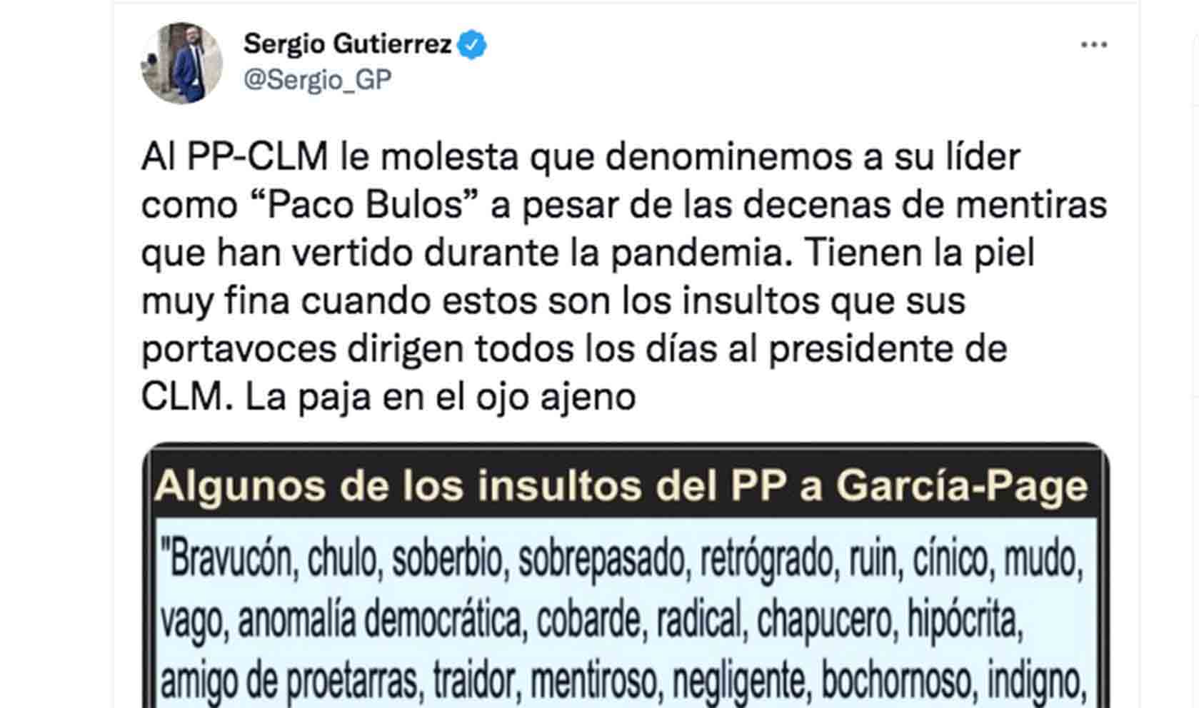 Imagen del tuit que ha publicado Sergio Gutiérrez, secretario de Organización del PSOE.