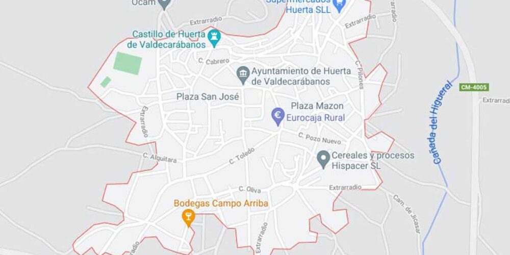 Pelea multitudinaria en Huerta de Valdecarábanos que acabó en un herido. Imagen: Google Maps